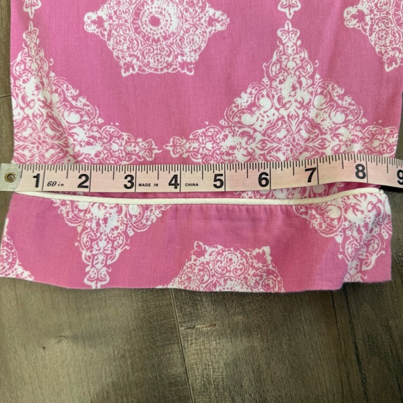 Bed Head Pajama Set Pink White Large Pattern Short Sleeve Button Front Cotton - Picture 16 of 16